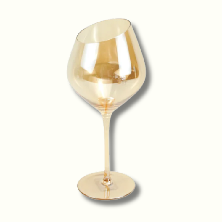 Jeanne Fitz Slant Collection Wine Glass - Gold, Set of 2