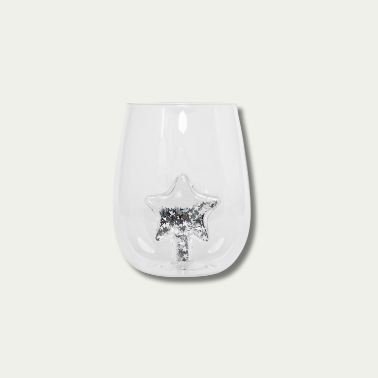 Jeanne Fitz Glitter Star Stemless Wine Glass, Set of 4