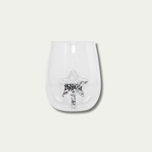 Jeanne Fitz Glitter Star Stemless Wine Glass, Set of 4
