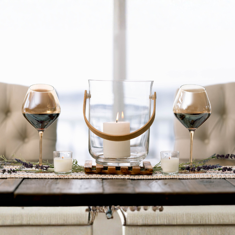 Jeanne Fitz Slant Collection Wine Glass - Gold, Set of 2