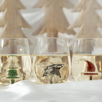 Jeanne Fitz Glitter Star Stemless Wine Glass, Set of 4
