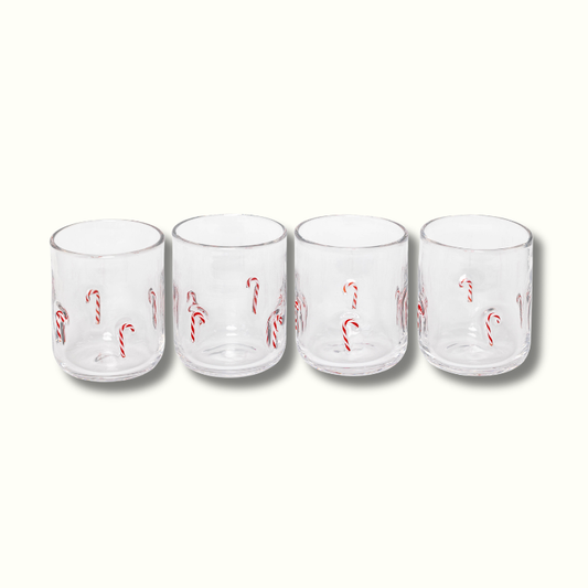 Jeanne Fitz Candy Cane Icon Glass, Set of 4
