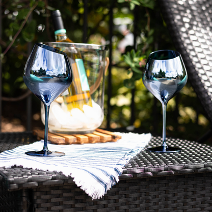 Jeanne Fitz Slant Collection Wine Glass - Blue, Set of 2