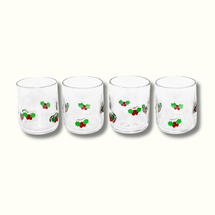 Jeanne Fitz Holly Leaf Icon Glass, Set of 4
