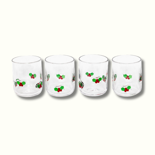 Jeanne Fitz Holly Leaf Icon Glass, Set of 4
