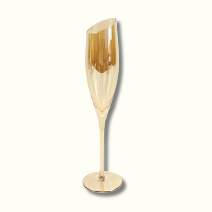 Jeanne Fitz Slant Collection Champagne Glasses - Gold, Set of 2
