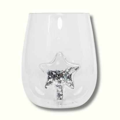 Jeanne Fitz Glitter Star Stemless Wine Glass, Set of 4