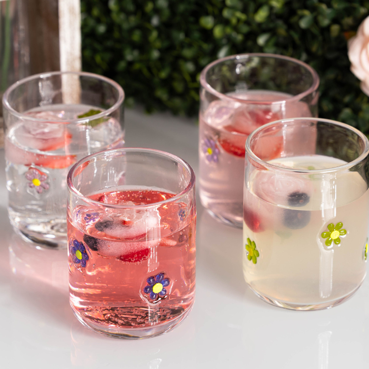Jeanne Fitz Flower Icon Glasses - Set of 4