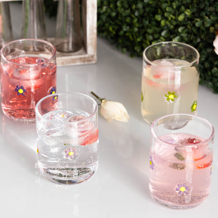 Jeanne Fitz Flower Icon Glasses - Set of 4