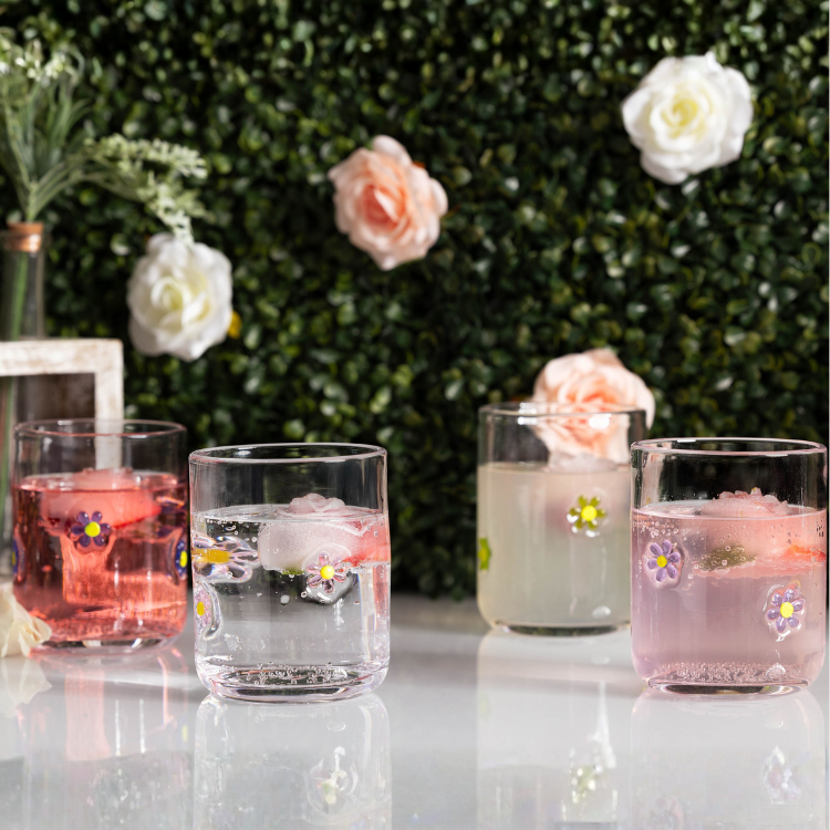 Jeanne Fitz Flower Icon Glasses - Set of 4
