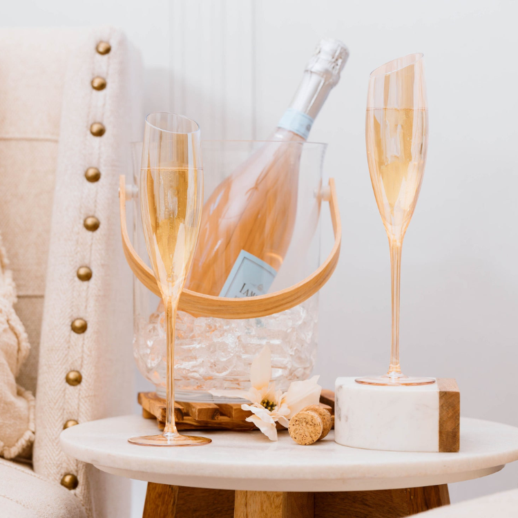 Jeanne Fitz Slant Collection Champagne Glasses - Gold, Set of 2