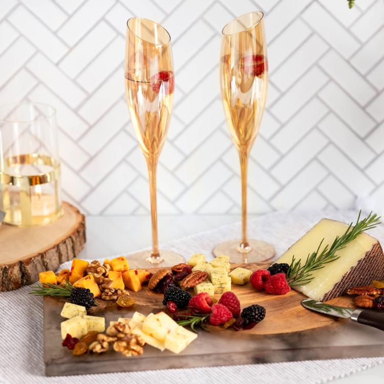 Jeanne Fitz Slant Collection Champagne Glasses - Gold, Set of 2