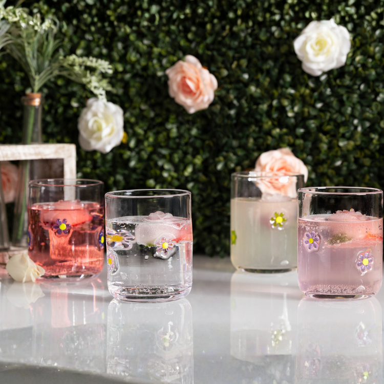 Jeanne Fitz Flower Icon Glasses - Set of 4