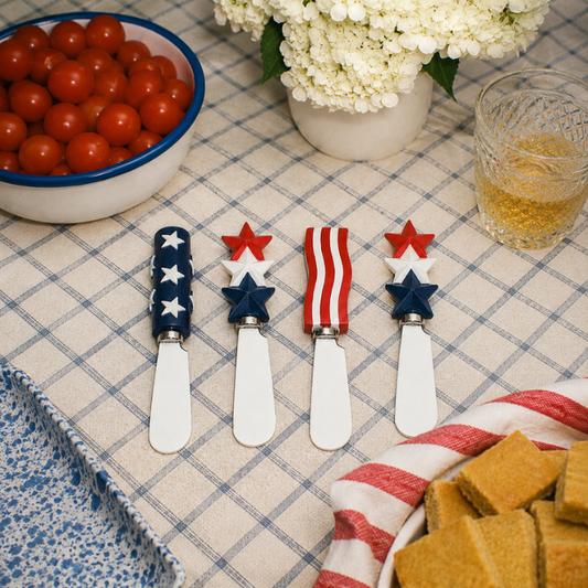 Tootles! By Jeanne Fitz Cheese Knives, Stars and Stripes - 4pc Set