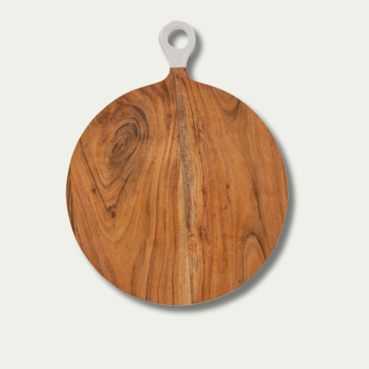 Jeanne Fitz Wood & White Collection Acacia Wood Round Charcuterie Board