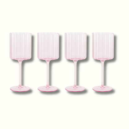 Jeanne Fitz Scalloped Collection Wine Glass - Pink, Set of 4