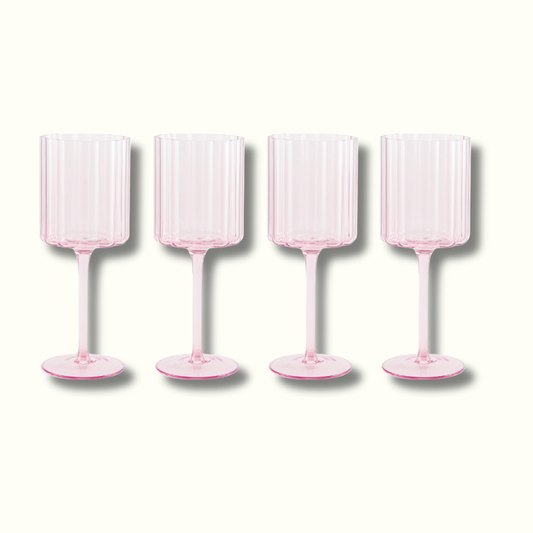 Jeanne Fitz Scalloped Collection Wine Glass - Pink, Set of 4