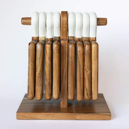 Jeanne Fitz Wood & White Collection Mini Charcuterie Boards - Set of 8