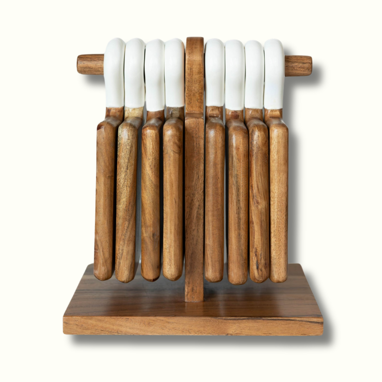 Jeanne Fitz Wood & White Collection Mini Charcuterie Boards - Set of 8