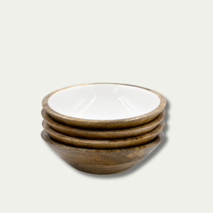 Jeanne Fitz Wood & White Collection Serving Bowls - Set of 4