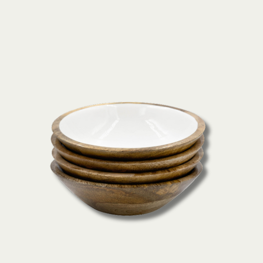 Jeanne Fitz Wood & White Collection Serving Bowls - Set of 4