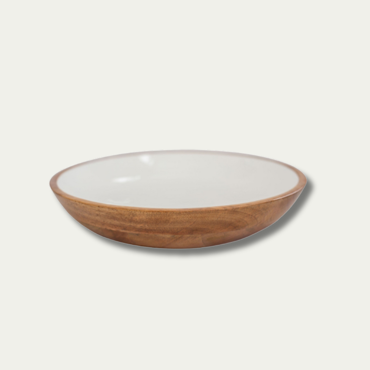 Jeanne Fitz Wood & White Collection Serving Bowl - Large
