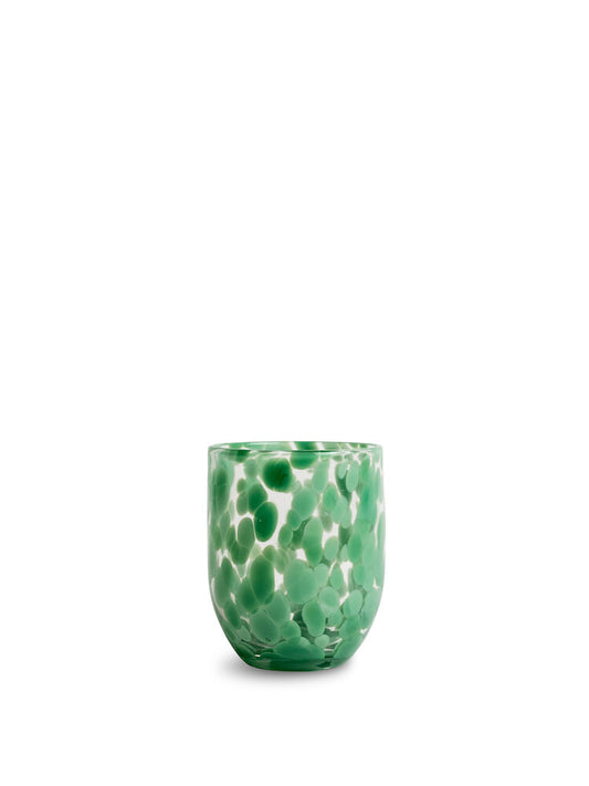 Byon by Widgeteer Confetti Glasses, Handblown Glass Tumbler Set of 6, Green
