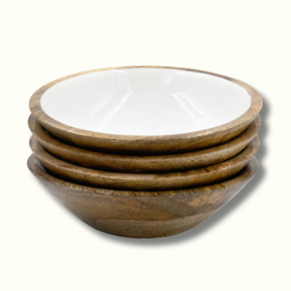 Jeanne Fitz Wood & White Collection Serving Bowls - Set of 4