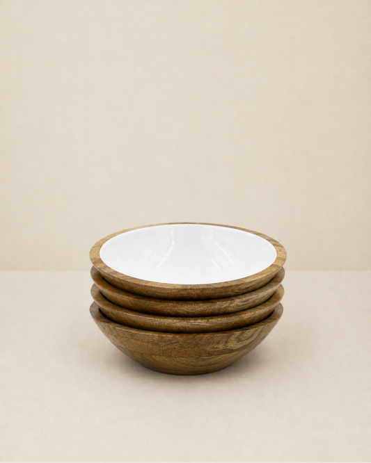 Jeanne Fitz Wood & White Collection Serving Bowls - Set of 4