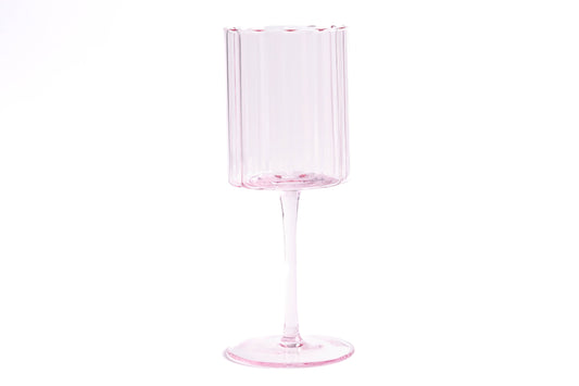 Jeanne Fitz Scalloped Rim Fluted Wine Glass, Set of 4, 12oz, Blush