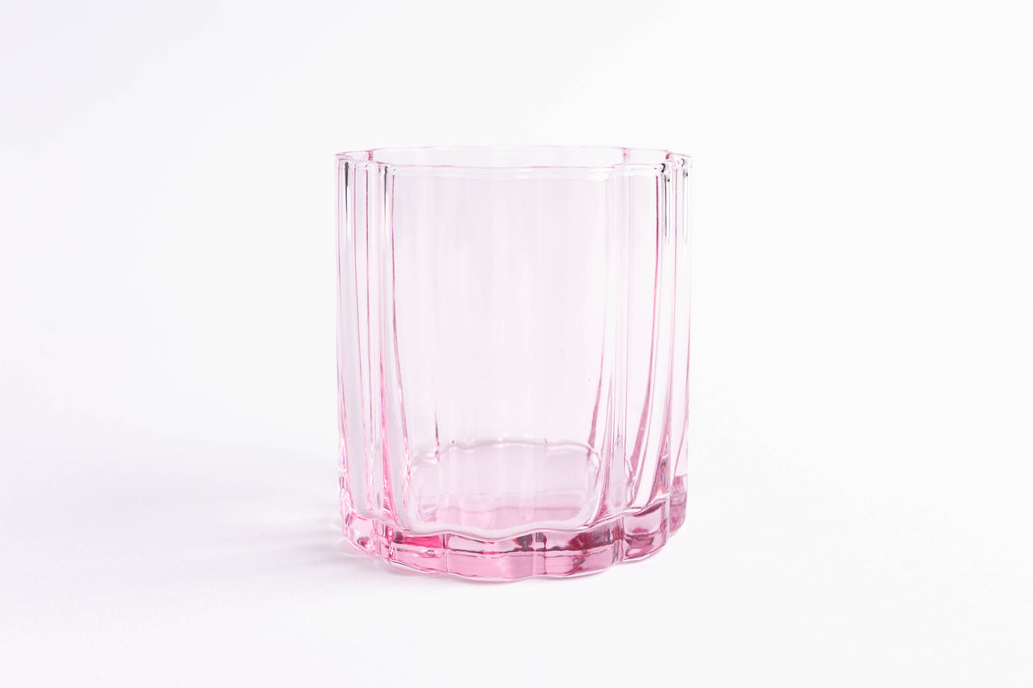 Jeanne Fitz Scalloped Rim Fluted Short Tumbler Glass, Set of 4, 8oz, Blush