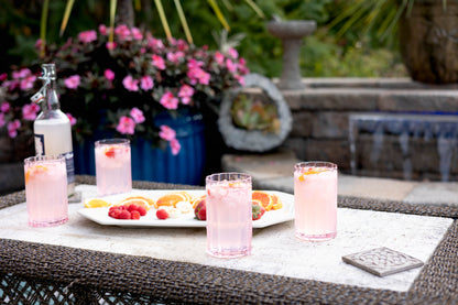 Jeanne Fitz Scalloped Rim Fluted Tall Tumbler Glass, Set of 4, 16oz, Blush