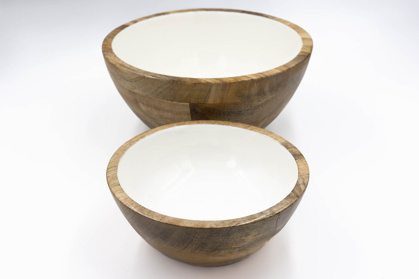 Jeanne Fitz Wood & White Collection Small & Medium Serving Bowls - 2 Piece Set
