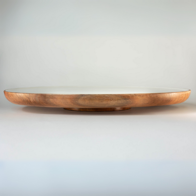 Jeanne Fitz Wood & White Collection Lazy Susan