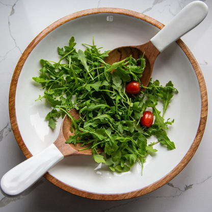 Jeanne Fitz Wood & White Collection Serving Bowl - Large