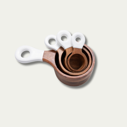 Jeanne Fitz Wood & White Collection Measuring Cups - 4 Piece Set