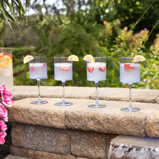 Jeanne Fitz Scalloped Collection Wine Glass - Blue, Set of 4