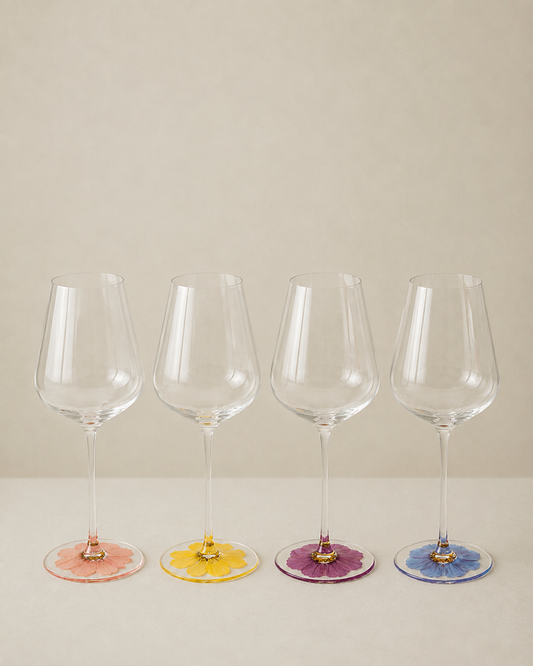 Jeanne Fitz Everlasting Bloom Stemmed Wine Glasses, Set of 4