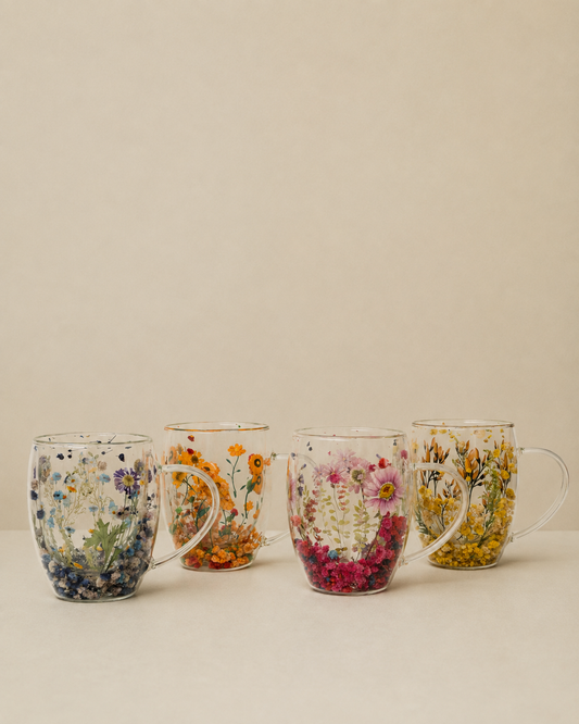 Jeanne Fitz Double Wall Harvest Bloom Mugs, Set of 4