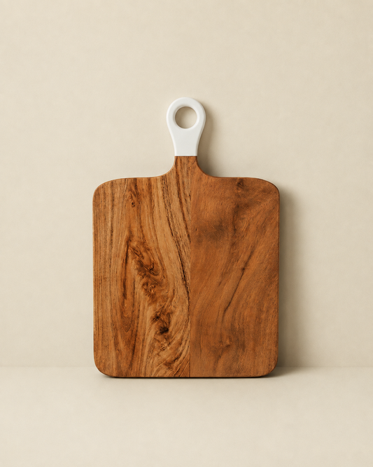 Jeanne Fitz Wood & White Collection Square Charcuterie Board