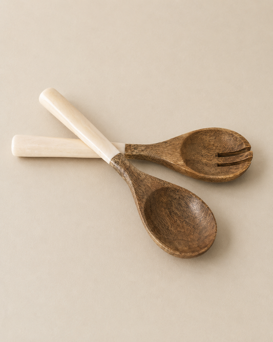 Jeanne Fitz Resin Collection Salad Servers – Cream