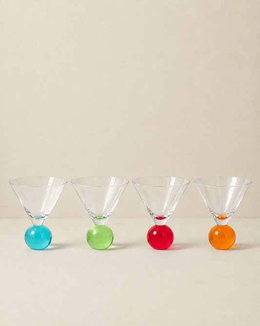 Prism Colorful Martini & Spritz Glasses, Set of 4 - Mocktail & Cocktail Glassware