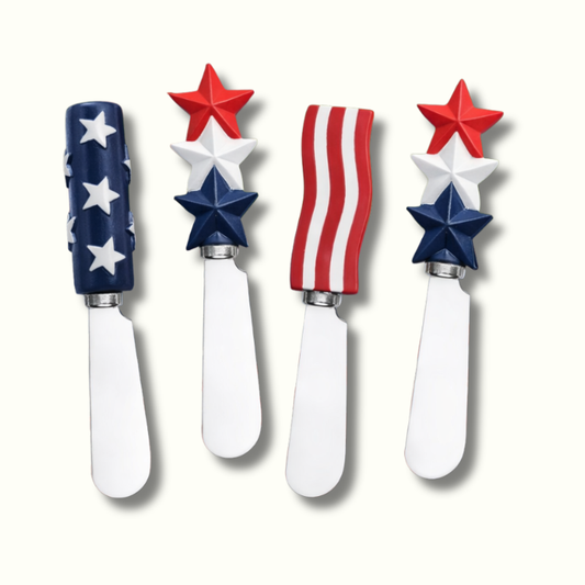Tootles! By Jeanne Fitz Cheese Knives, Stars and Stripes - 4pc Set