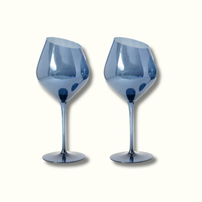Jeanne Fitz Slant Collection Wine Glass - Blue, Set of 2