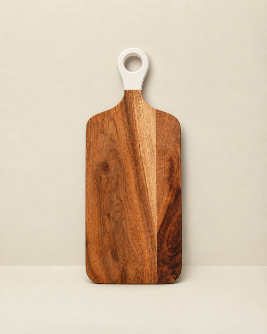 Jeanne Fitz Wood & White Collection Acacia Wood Rectangle Charcuterie Board