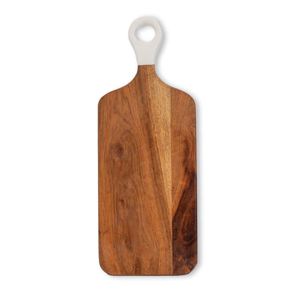 Jeanne Fitz  Wood + White Collection Long Rectangle Acacia Wood Charcuterie Board with Enamel Handle Jeanne Fitz Widgeteer Inc. cheese board  JF3006